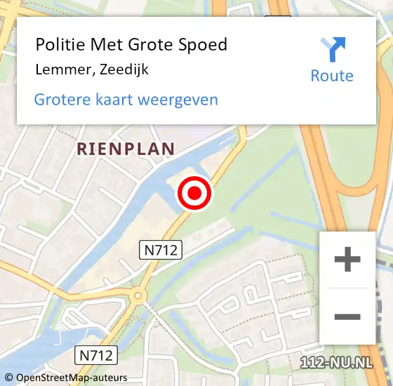 Locatie op kaart van de 112 melding: Politie Met Grote Spoed Naar Lemmer, Zeedijk op 5 juli 2024 11:41