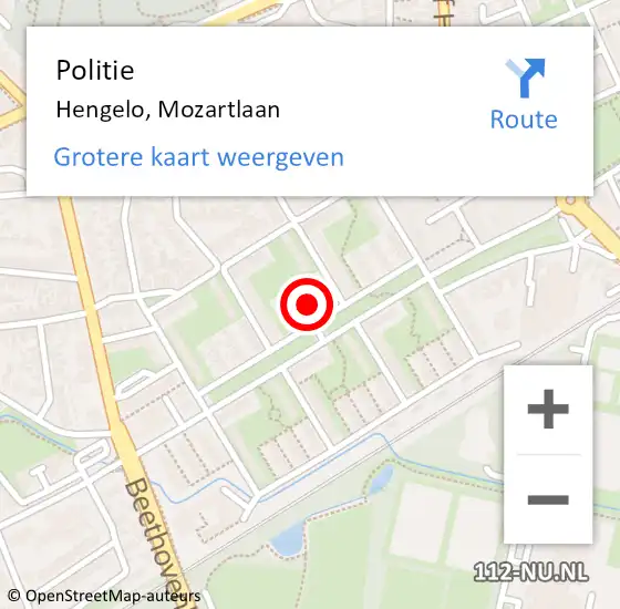 Locatie op kaart van de 112 melding: Politie Hengelo, Mozartlaan op 5 juli 2024 11:43