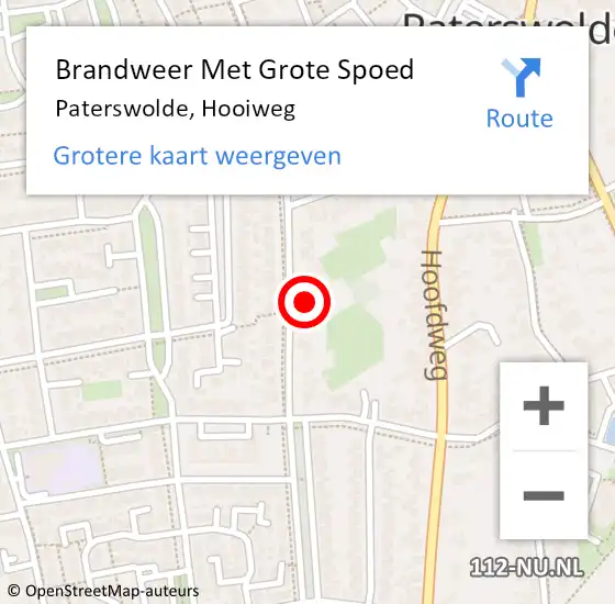 Locatie op kaart van de 112 melding: Brandweer Met Grote Spoed Naar Paterswolde, Hooiweg op 5 juli 2024 12:06