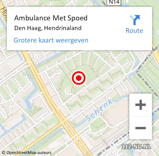 Locatie op kaart van de 112 melding: Ambulance Met Spoed Naar Den Haag, Hendrinaland op 5 juli 2024 12:06