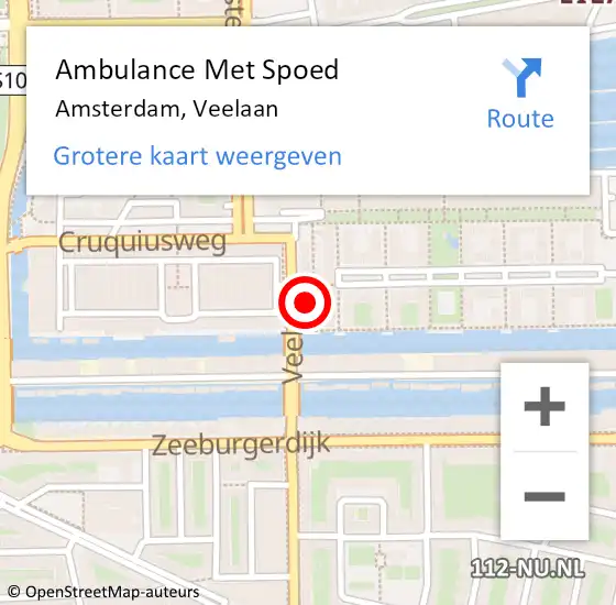 Locatie op kaart van de 112 melding: Ambulance Met Spoed Naar Amsterdam, Veelaan op 5 juli 2024 12:41