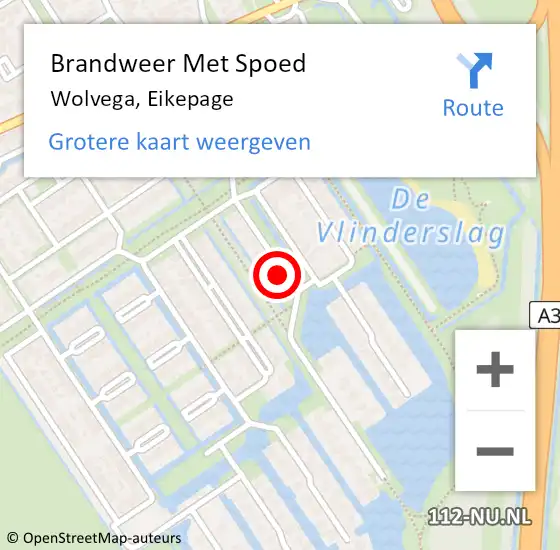 Locatie op kaart van de 112 melding: Brandweer Met Spoed Naar Wolvega, Eikepage op 5 juli 2024 12:43