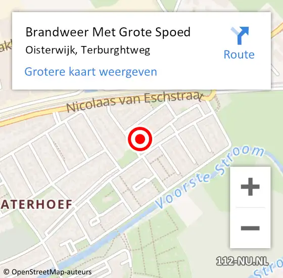 Locatie op kaart van de 112 melding: Brandweer Met Grote Spoed Naar Oisterwijk, Terburghtweg op 5 juli 2024 12:46