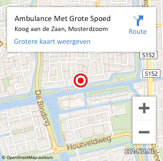 Locatie op kaart van de 112 melding: Ambulance Met Grote Spoed Naar Koog aan de Zaan, Mosterdzoom op 11 oktober 2014 23:16