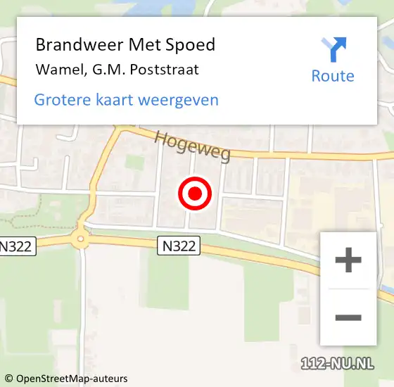 Locatie op kaart van de 112 melding: Brandweer Met Spoed Naar Wamel, G.M. Poststraat op 5 juli 2024 12:56