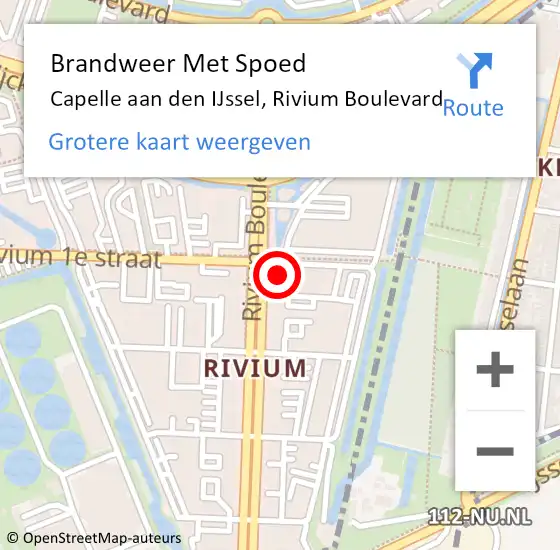 Locatie op kaart van de 112 melding: Brandweer Met Spoed Naar Capelle aan den IJssel, Rivium Boulevard op 5 juli 2024 13:01