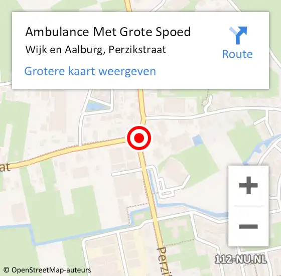 Locatie op kaart van de 112 melding: Ambulance Met Grote Spoed Naar Wijk en Aalburg, Perzikstraat op 5 juli 2024 13:05