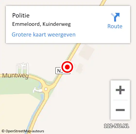 Locatie op kaart van de 112 melding: Politie Emmeloord, Kuinderweg op 5 juli 2024 13:32