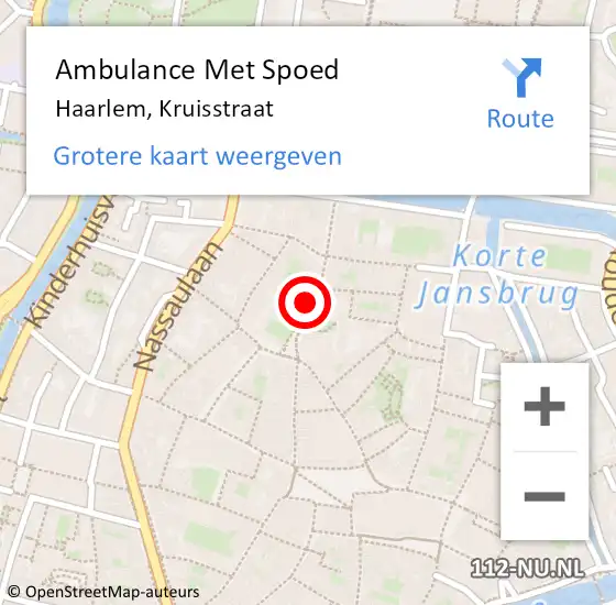 Locatie op kaart van de 112 melding: Ambulance Met Spoed Naar Haarlem, Kruisstraat op 5 juli 2024 13:32