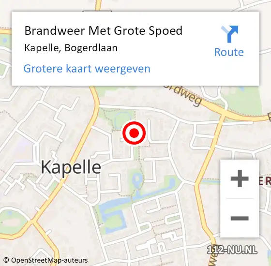 Locatie op kaart van de 112 melding: Brandweer Met Grote Spoed Naar Kapelle, Bogerdlaan op 5 juli 2024 13:44