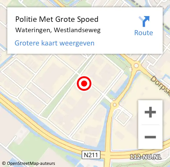 Locatie op kaart van de 112 melding: Politie Met Grote Spoed Naar Wateringen, Westlandseweg op 5 juli 2024 13:45