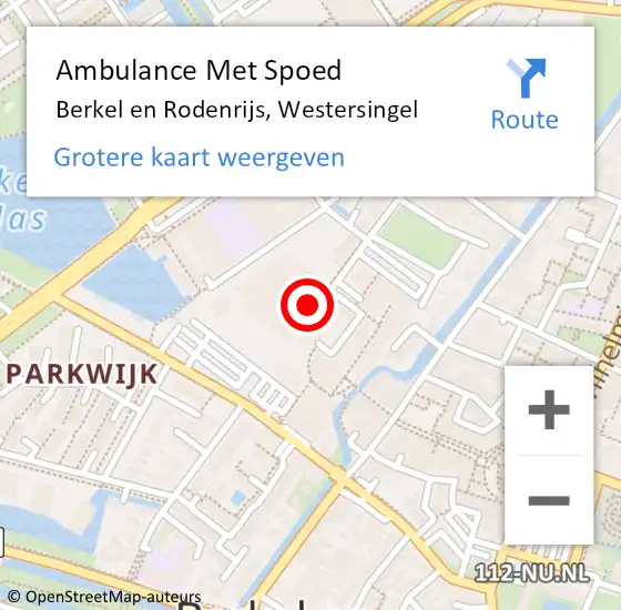 Locatie op kaart van de 112 melding: Ambulance Met Spoed Naar Berkel en Rodenrijs, Westersingel op 5 juli 2024 14:00