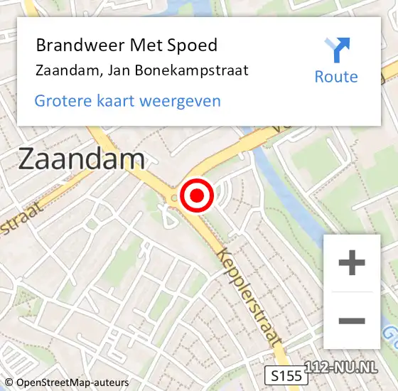 Locatie op kaart van de 112 melding: Brandweer Met Spoed Naar Zaandam, Jan Bonekampstraat op 5 juli 2024 14:11