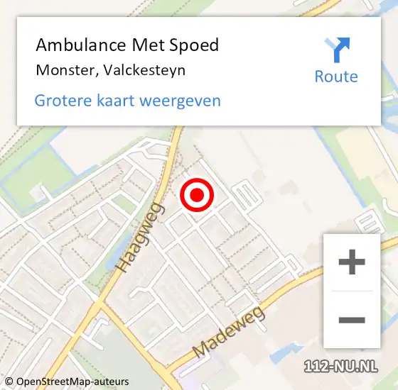 Locatie op kaart van de 112 melding: Ambulance Met Spoed Naar Monster, Valckesteyn op 5 juli 2024 14:28