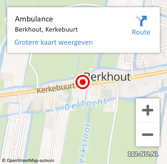 Locatie op kaart van de 112 melding: Ambulance Berkhout, Kerkebuurt op 5 juli 2024 14:49