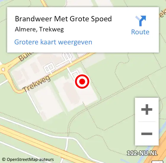 Locatie op kaart van de 112 melding: Brandweer Met Grote Spoed Naar Almere, Trekweg op 5 juli 2024 14:54