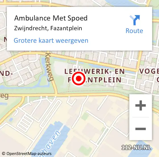 Locatie op kaart van de 112 melding: Ambulance Met Spoed Naar Zwijndrecht, Fazantplein op 5 juli 2024 15:26