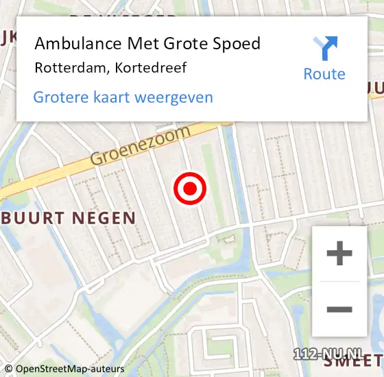 Locatie op kaart van de 112 melding: Ambulance Met Grote Spoed Naar Rotterdam, Kortedreef op 5 juli 2024 15:29