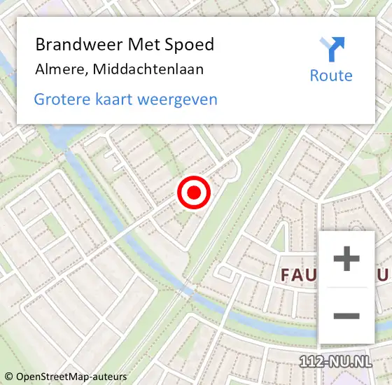 Locatie op kaart van de 112 melding: Brandweer Met Spoed Naar Almere, Middachtenlaan op 5 juli 2024 15:36