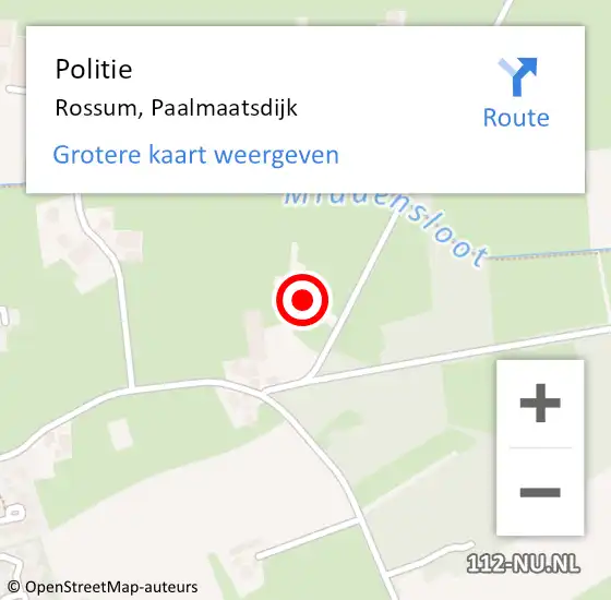 Locatie op kaart van de 112 melding: Politie Rossum, Paalmaatsdijk op 5 juli 2024 15:37