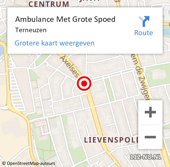 Locatie op kaart van de 112 melding: Ambulance Met Grote Spoed Naar Terneuzen op 5 juli 2024 15:49