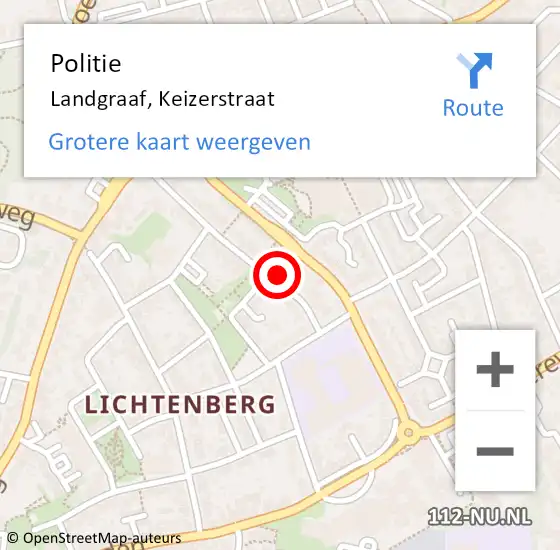 Locatie op kaart van de 112 melding: Politie Landgraaf, Keizerstraat op 5 juli 2024 16:02