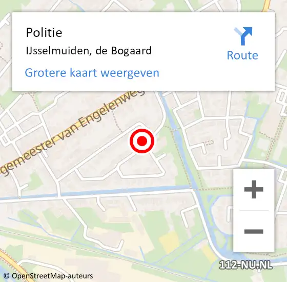 Locatie op kaart van de 112 melding: Politie IJsselmuiden, de Bogaard op 5 juli 2024 16:06