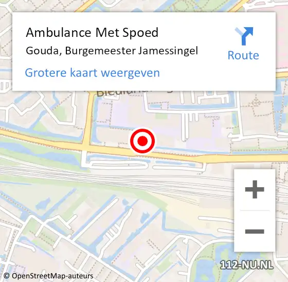 Locatie op kaart van de 112 melding: Ambulance Met Spoed Naar Gouda, Burgemeester Jamessingel op 5 juli 2024 16:14