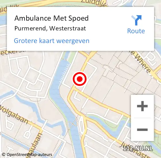 Locatie op kaart van de 112 melding: Ambulance Met Spoed Naar Purmerend, Westerstraat op 5 juli 2024 16:15