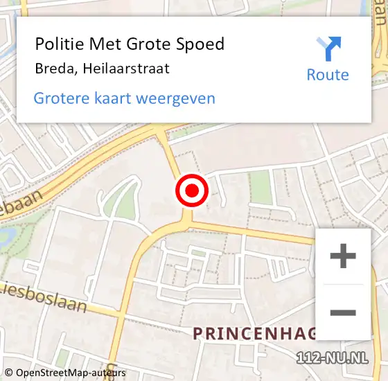 Locatie op kaart van de 112 melding: Politie Met Grote Spoed Naar Breda, Heilaarstraat op 5 juli 2024 16:40