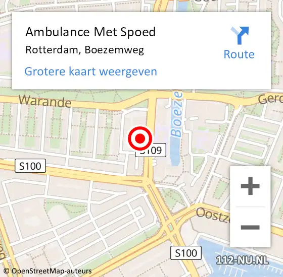 Locatie op kaart van de 112 melding: Ambulance Met Spoed Naar Rotterdam, Boezemweg op 5 juli 2024 17:01