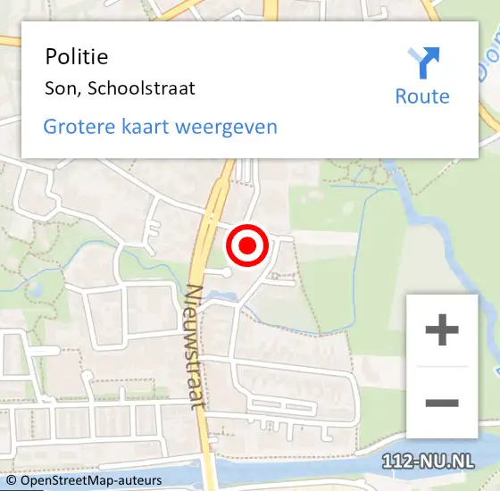 Locatie op kaart van de 112 melding: Politie Son, Schoolstraat op 5 juli 2024 17:20