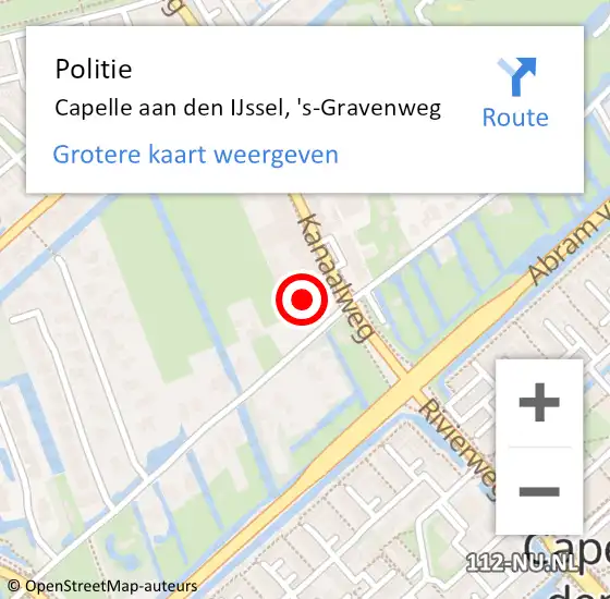 Locatie op kaart van de 112 melding: Politie Capelle aan den IJssel, 's-Gravenweg op 5 juli 2024 17:43