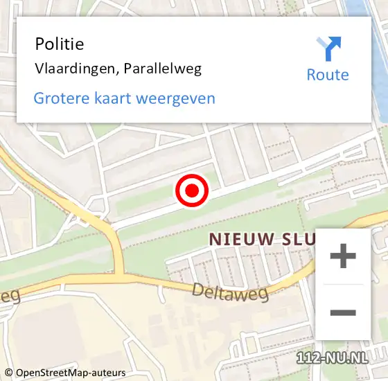 Locatie op kaart van de 112 melding: Politie Vlaardingen, Parallelweg op 5 juli 2024 17:49