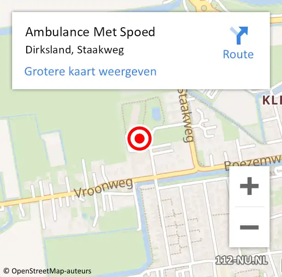 Locatie op kaart van de 112 melding: Ambulance Met Spoed Naar Dirksland, Staakweg op 5 juli 2024 18:06