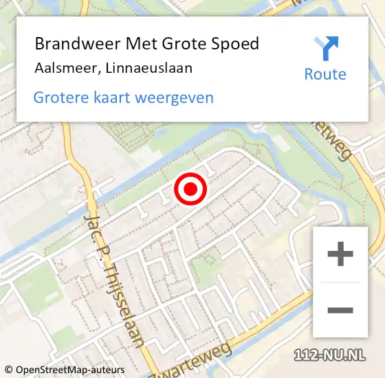 Locatie op kaart van de 112 melding: Brandweer Met Grote Spoed Naar Aalsmeer, Linnaeuslaan op 5 juli 2024 18:08