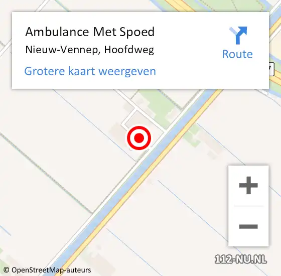 Locatie op kaart van de 112 melding: Ambulance Met Spoed Naar Nieuw-Vennep, Hoofdweg op 5 juli 2024 18:09