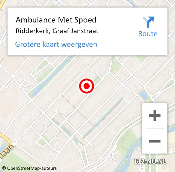 Locatie op kaart van de 112 melding: Ambulance Met Spoed Naar Ridderkerk, Graaf Janstraat op 5 juli 2024 18:14