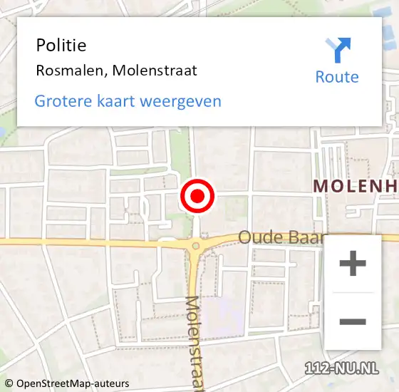 Locatie op kaart van de 112 melding: Politie Rosmalen, Molenstraat op 5 juli 2024 18:20