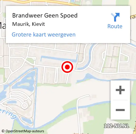 Locatie op kaart van de 112 melding: Brandweer Geen Spoed Naar Maurik, Kievit op 5 juli 2024 18:50