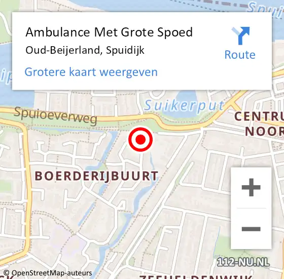 Locatie op kaart van de 112 melding: Ambulance Met Grote Spoed Naar Oud-Beijerland, Spuidijk op 5 juli 2024 18:51