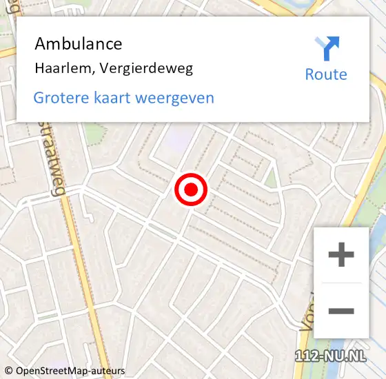 Locatie op kaart van de 112 melding: Ambulance Haarlem, Vergierdeweg op 5 juli 2024 19:10