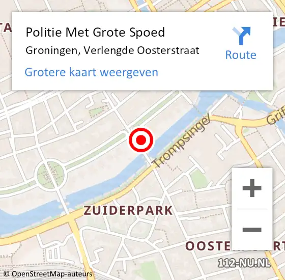 Locatie op kaart van de 112 melding: Politie Met Grote Spoed Naar Groningen, Verlengde Oosterstraat op 5 juli 2024 19:19