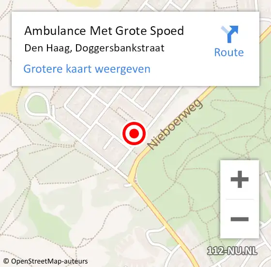 Locatie op kaart van de 112 melding: Ambulance Met Grote Spoed Naar Den Haag, Doggersbankstraat op 5 juli 2024 19:21