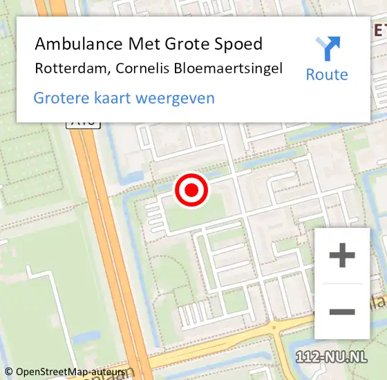 Locatie op kaart van de 112 melding: Ambulance Met Grote Spoed Naar Rotterdam, Cornelis Bloemaertsingel op 5 juli 2024 19:34