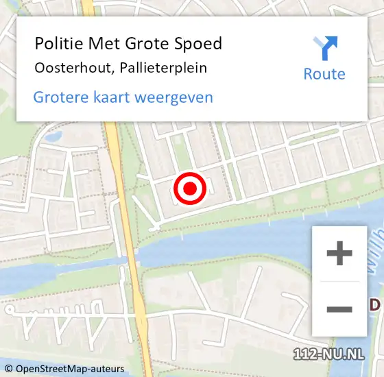 Locatie op kaart van de 112 melding: Politie Met Grote Spoed Naar Oosterhout, Pallieterplein op 5 juli 2024 19:48