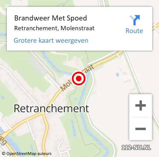 Locatie op kaart van de 112 melding: Brandweer Met Spoed Naar Retranchement, Molenstraat op 5 juli 2024 19:54