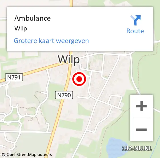 Locatie op kaart van de 112 melding: Ambulance Wilp op 5 juli 2024 19:59