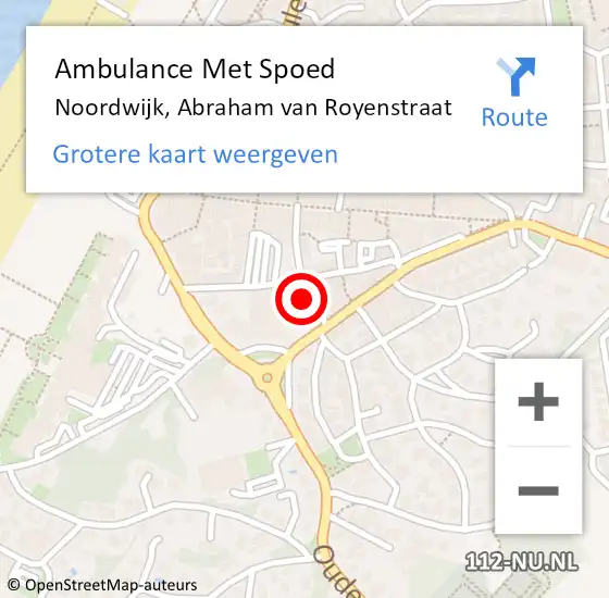 Locatie op kaart van de 112 melding: Ambulance Met Spoed Naar Noordwijk, Abraham van Royenstraat op 5 juli 2024 20:02