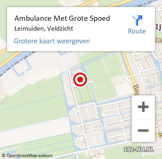 Locatie op kaart van de 112 melding: Ambulance Met Grote Spoed Naar Leimuiden, Veldzicht op 5 juli 2024 20:07